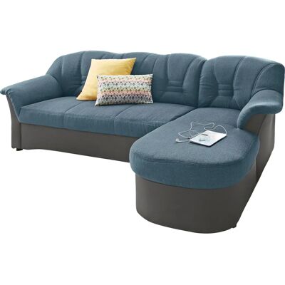 Domo Collection Elva L-Form Sofa - Ecksofa, grau & petrol, 240cm Domo Collection Elva L-Form Sofa - Ecksofa, grau & petrol, 240cm
