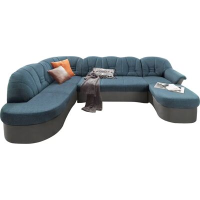 Domo Collection Elva U-Form Sofa – Microfaser, Dunkelgrau/Petrol Domo Collection Elva U-Form Sofa – Microfaser, Dunkelgrau/Petrol