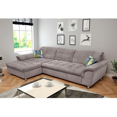 Domo Collection Modular L-Form-Sofa - Taupe Chenille - Schlaf & Stauraum Domo Collection Modular L-Form-Sofa - Taupe Chenille - Schlaf & Stauraum