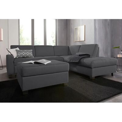 Domo Collection Florentina L-Form Couch - Mikrofaser, Grau, 243cm Domo Collection Florentina L-Form Couch - Mikrofaser, Grau, 243cm