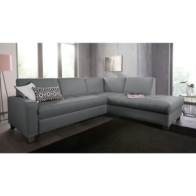 Domo Collection Florentina L-Form Sofa - Microfaser Chenille, Dunkelgrau Domo Collection Florentina L-Form Sofa - Microfaser Chenille, Dunkelgrau