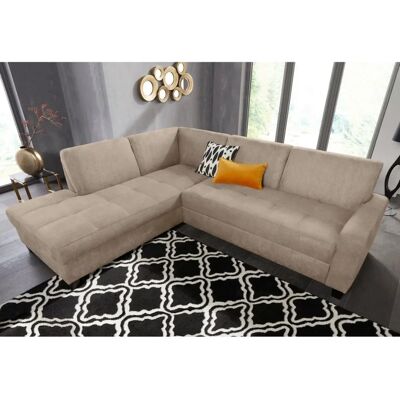 DOMO COLLECTION Florentina L-Form Sofa - Beige - Modern, Umwandelbar, Ottomane links DOMO COLLECTION Florentina L-Form Sofa - Beige - Modern, Umwandelbar, Ottomane links