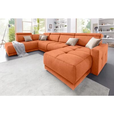 Domo Collection Ava U-Form Sofa - Mikrofaser, Terrakotta, 351cm Domo Collection Ava U-Form Sofa - Mikrofaser, Terrakotta, 351cm