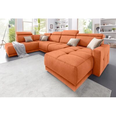 Domo Collection Ava U-Form Sofa - Mikrofaser, Terrakotta, 351cm Domo Collection Ava U-Form Sofa - Mikrofaser, Terrakotta, 351cm