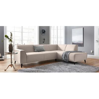 Domo Collection Amora L-Form Sofa - Microfaser, Beige, 263cm Domo Collection Amora L-Form Sofa - Microfaser, Beige, 263cm