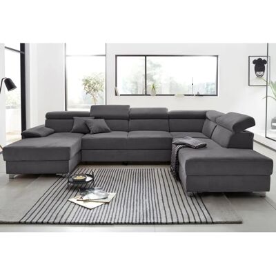 Domo Collection Mira U-Form Sofa - Mikrofaser, Recamiere, Bettfunktion Domo Collection Mira U-Form Sofa - Mikrofaser, Recamiere, Bettfunktion