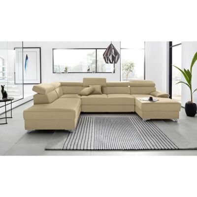 Domo Collection Mira U-Form Couch - U-Form Beige Microfaser Domo Collection Mira U-Form Couch - U-Form Beige Microfaser