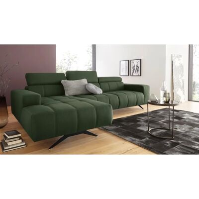 DOMO COLLECTION Trento - L-Form Grünes Sofa mit Kopfteilverstellung DOMO COLLECTION Trento - L-Form Grünes Sofa mit Kopfteilverstellung