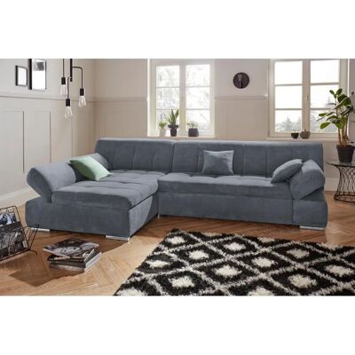 Domo Collection Mona L-Form Sofa - Mikrofaser Chenille - Grau Domo Collection Mona L-Form Sofa - Mikrofaser Chenille - Grau