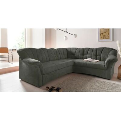 Domo Collection Papenburg Ecksofa - Dunkelgrün, Chenille-Optik, 242x84x190cm Domo Collection Papenburg Ecksofa - Dunkelgrün, Chenille-Optik, 242x84x190cm