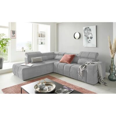 Domo Collection Brandon L-Form Sofa - L-Form, Chenille-Optik, Grau Domo Collection Brandon L-Form Sofa - L-Form, Chenille-Optik, Grau