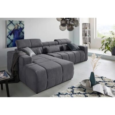 Domo Collection Brandon großes Ecksofa - Microfaser, Dunkelgrau, Wendemöbel, 289cm Domo Collection Brandon großes Ecksofa - Microfaser, Dunkelgrau, Wendemöbel, 289cm
