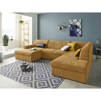 Domo Collection U-Form Wohnlandschaft - Chenille-Optik, Ottomane rechts, Bettfunktion, 320x78x213cm Domo Collection U-Form Wohnlandschaft - Chenille-Optik, Ottomane rechts, Bettfunktion, 320x78x213cm
