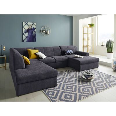Domo Collection Topper U-Form Sofa - Modern, Blau, 5-Sitzer Domo Collection Topper U-Form Sofa - Modern, Blau, 5-Sitzer