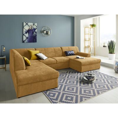 Domo Collection U-Form Sofas - Chenille-Optik - Mit Bettfunktion Domo Collection U-Form Sofas - Chenille-Optik - Mit Bettfunktion