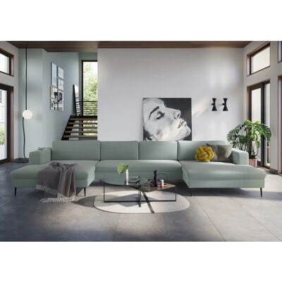 Domo Collection Modica U-Form Blau Türkis Sofa - Wohnzimmer Domo Collection Modica U-Form Blau Türkis Sofa - Wohnzimmer