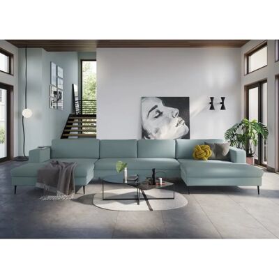 Domo Collection Modica U-Form Sofa - Modern, Mint, 438cm Domo Collection Modica U-Form Sofa - Modern, Mint, 438cm