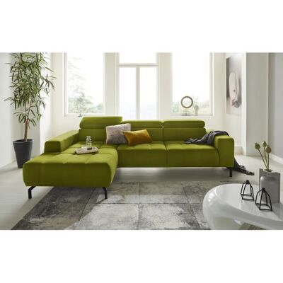 Domo Collection Cunelli L-Form Sofa - Modern, Lime, Verstellbares Kopfteil Domo Collection Cunelli L-Form Sofa - Modern, Lime, Verstellbares Kopfteil