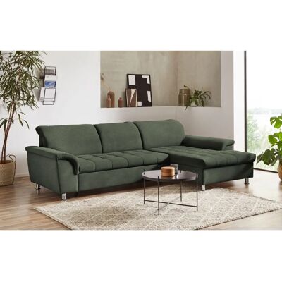 Domo Collection Franzi L-Form Grünes Sofa - L-Form Couch mit verstellbarem Kopfteil Domo Collection Franzi L-Form Grünes Sofa - L-Form Couch mit verstellbarem Kopfteil