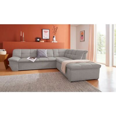 Domo Collection Lagoa L-Form Sofa - Webstoff, Ottomane rechts, Silber Domo Collection Lagoa L-Form Sofa - Webstoff, Ottomane rechts, Silber