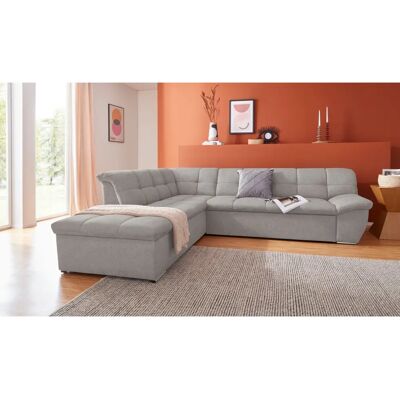 DOMO COLLECTION Lagoa L-Form Sofa - Ecke, Bett, Stoff, Silber DOMO COLLECTION Lagoa L-Form Sofa - Ecke, Bett, Stoff, Silber