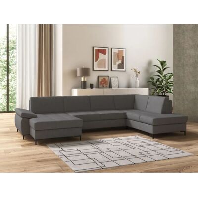 Domo Collection Capelo U-Form Sofa - U-förmiges Sofa mit linker Recamiere, Polyester Domo Collection Capelo U-Form Sofa - U-förmiges Sofa mit linker Recamiere, Polyester