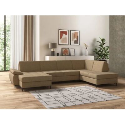 Domo Collection Capelo U-Form Sofa - U-förmiges beiger Stoffsofa mit Recamiere links Domo Collection Capelo U-Form Sofa - U-förmiges beiger Stoffsofa mit Recamiere links
