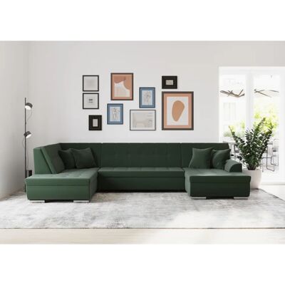 Domo Collection Treviso Grün Wohnlandschaft - XXL Sofa mit Bettfunktion Domo Collection Treviso Grün Wohnlandschaft - XXL Sofa mit Bettfunktion