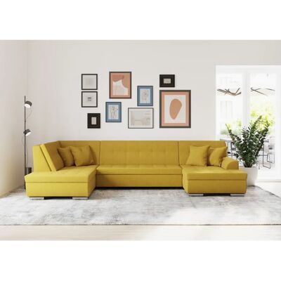 Domo Collection Treviso XXL Ecksofa - Modernes Steppdesign Gelb Domo Collection Treviso XXL Ecksofa - Modernes Steppdesign Gelb