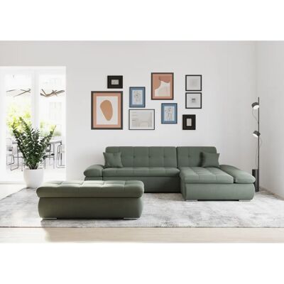 Domo Collection Moric Ecksofa - Grün, Chenille Stoff, L-Form, 300x172x80 cm Domo Collection Moric Ecksofa - Grün, Chenille Stoff, L-Form, 300x172x80 cm