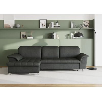 Domo Collection Franzi Ecksofa - Microfaser - Dunkelgrau - L-Form Domo Collection Franzi Ecksofa - Microfaser - Dunkelgrau - L-Form