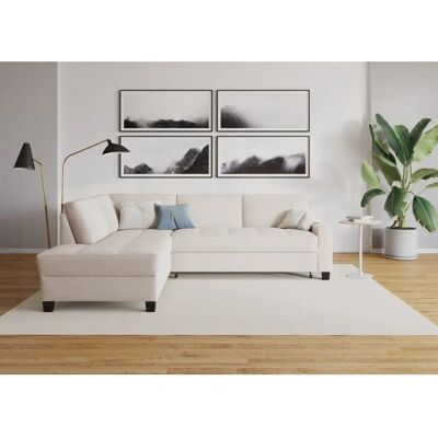 DOMO COLLECTION Florentina L-Form Sofa - Microvelours, Beige DOMO COLLECTION Florentina L-Form Sofa - Microvelours, Beige