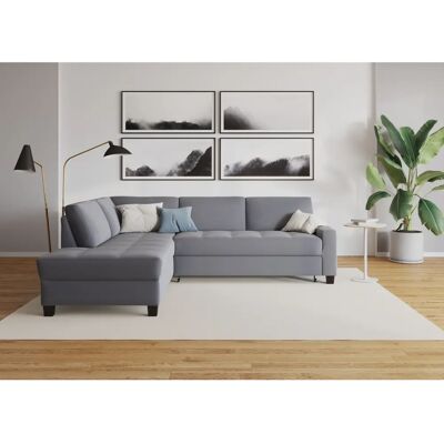 Domo Collection Florentina L-Form Sofa - Microvelours, Dunkelgrau Domo Collection Florentina L-Form Sofa - Microvelours, Dunkelgrau