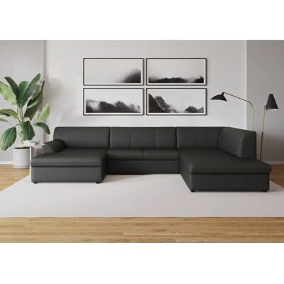 DOMO COLLECTION Topper U-Form Sofa - U-förmiges Sofa, Echtes Lederbezug, Ottomane rechts DOMO COLLECTION Topper U-Form Sofa - U-förmiges Sofa, Echtes Lederbezug, Ottomane rechts