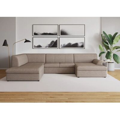 Domo Collection Topper U-Form Sofa - U-förmige Wohnlandschaft, Braun-beige, Ottomane links - Sofa Domo Collection Topper U-Form Sofa - U-förmige Wohnlandschaft, Braun-beige, Ottomane links - Sofa