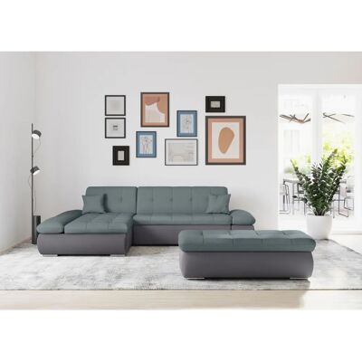 Domo Collection Moric Couch - Grau, Blau, L-Form - Sofa Domo Collection Moric Couch - Grau, Blau, L-Form - Sofa
