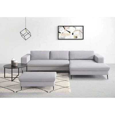 Domo collection Modica L-Form Silber Samtsofa - Sofa Domo collection Modica L-Form Silber Samtsofa - Sofa