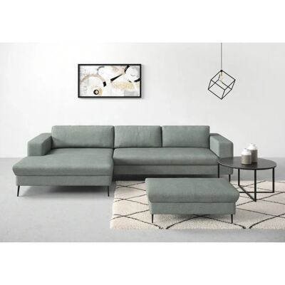 Domo Collection Modica L-Form Sofa - Modern, Grün, 329cm Domo Collection Modica L-Form Sofa - Modern, Grün, 329cm