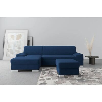 Domo Collection Anzio L-Form Sofa - L-förmig, Blau Samtoptik, 3 Sitze Domo Collection Anzio L-Form Sofa - L-förmig, Blau Samtoptik, 3 Sitze