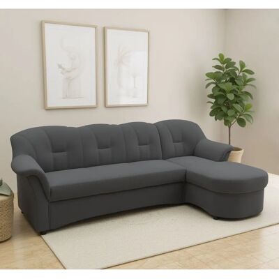 Domo Collection Flores L-Form-Sofa - Mikrofaser, Dunkelgrau Domo Collection Flores L-Form-Sofa - Mikrofaser, Dunkelgrau