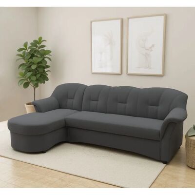 Domo collection Flores L-Form Schlafsofa - Mikrofaser, Dunkelgrau, Recamiere links - Sofa Domo collection Flores L-Form Schlafsofa - Mikrofaser, Dunkelgrau, Recamiere links - Sofa