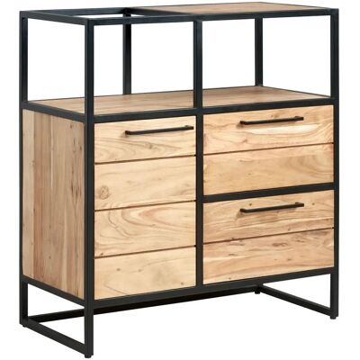 MID.YOU - Široká komoda - Akáciafa - Fekete-Honig befejezés - Chest of drawers MID.YOU - Široká komoda - Akáciafa - Fekete-Honig befejezés - Chest of drawers