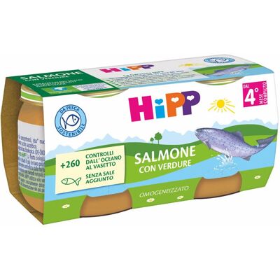 Cibo per bambini con salmone e verdure Bio HiPP - 2x80g Cibo per bambini con salmone e verdure Bio HiPP - 2x80g
