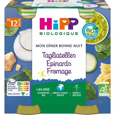 Dîner bébé bio HiPP 12+ mois Épinards Fromage 2 Pots - Publicité Dîner bébé bio HiPP 12+ mois Épinards Fromage 2 Pots - Publicité