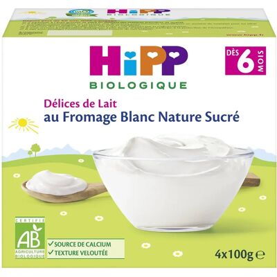 Nourriture pour bébé bio HiPP - Fromage blanc sucré naturel - 4x100g - Publicité Nourriture pour bébé bio HiPP - Fromage blanc sucré naturel - 4x100g - Publicité