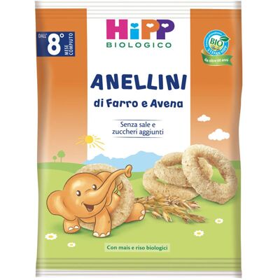 Anellini biologici Hipp - Farro & Avena - 30g Anellini biologici Hipp - Farro & Avena - 30g