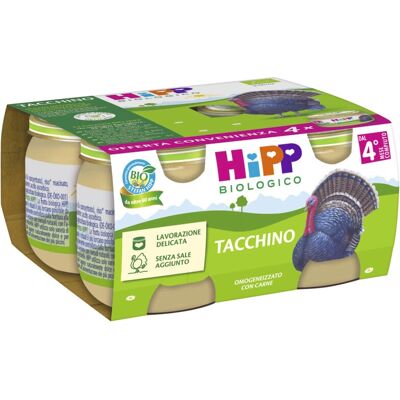 Hipp Bio Omogeneizzato Tacchino 4x80g - Cibo per bebè Hipp Bio Omogeneizzato Tacchino 4x80g - Cibo per bebè