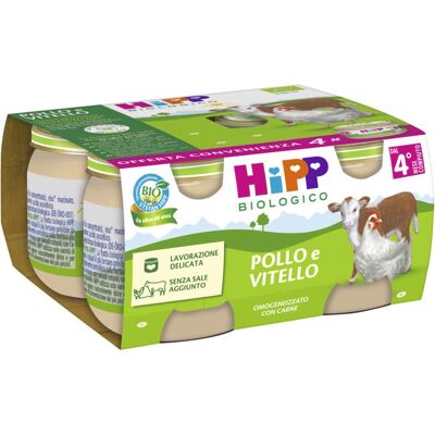 Hipp Bio Pollo e Vitello Cibo per Bebè - 4x80g Hipp Bio Pollo e Vitello Cibo per Bebè - 4x80g