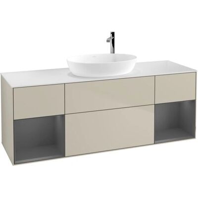 Villeroy et Boch Finion 160cm Weiß Matt & Anthrazit Regale - Badezimmermöbel Villeroy et Boch Finion 160cm Weiß Matt & Anthrazit Regale - Badezimmermöbel