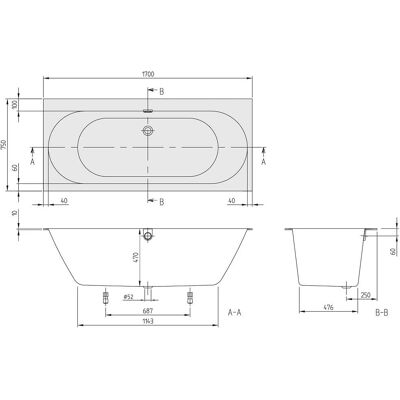 Villeroy & Boch Oberon 2.0 Duo Cadă Dreptunghiulară - Baie Villeroy & Boch Oberon 2.0 Duo Cadă Dreptunghiulară - Baie